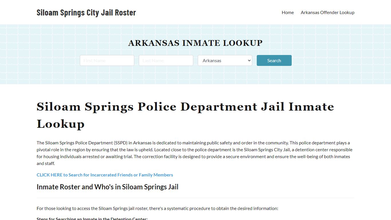 Siloam Springs Police Department & City Jail, AR Inmate Roster, Arrests ...