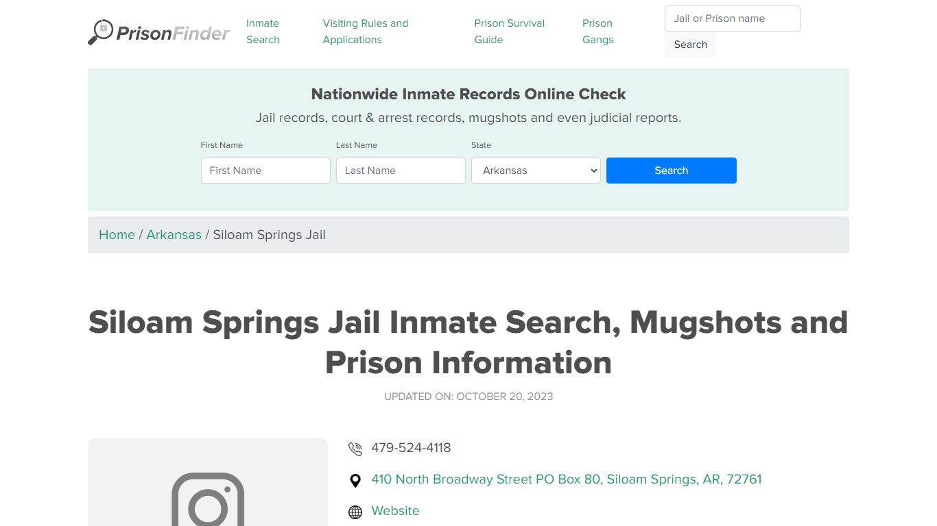 Siloam Springs Jail Inmate Search, Mugshots, Visitation, Phone no ...
